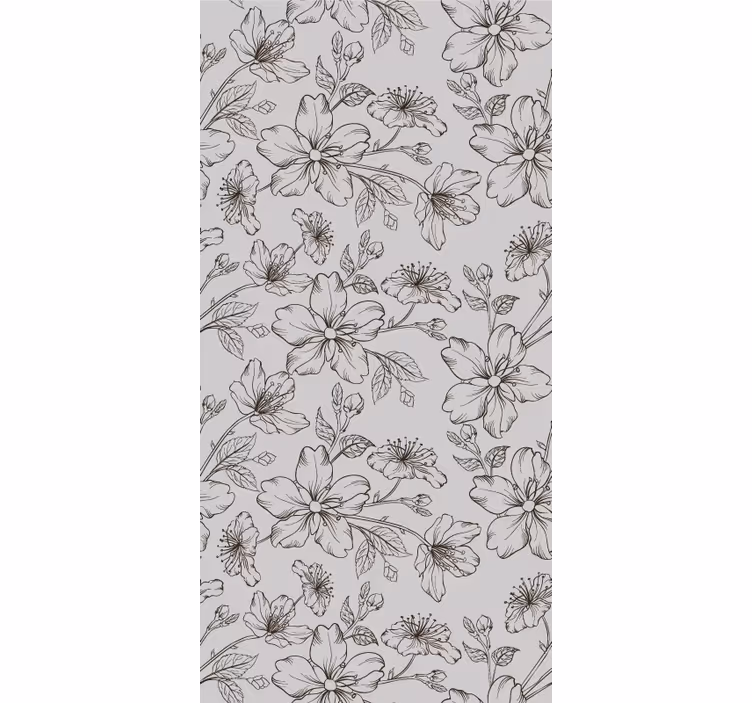 Blumentapete florale skizze eleganz - TenStickers