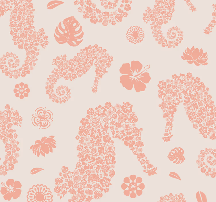 Tapete Meerestiere Florales seepferdchenmuster - TenStickers