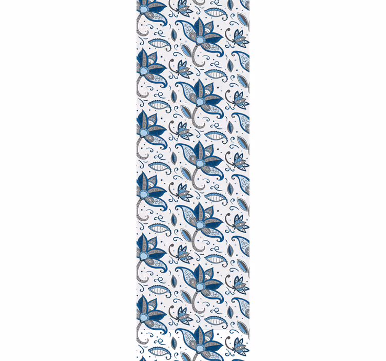 Tapete Blätter blaue blumen kritzeleien - TenStickers