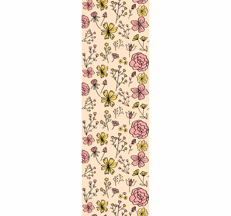 Blumentapete blumen-botanische skizze - TenStickers