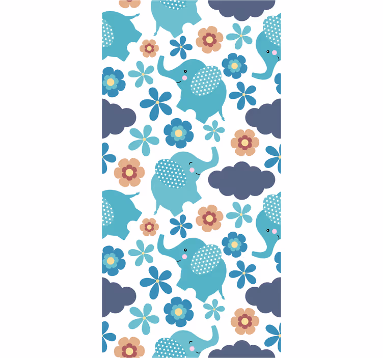 Tapete elefanten mit floralen akzenten - TenStickers