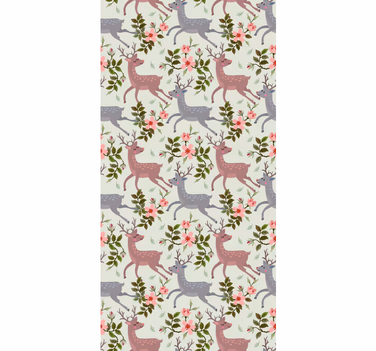 Tapete Tiere hirsch blumenmuster - TenStickers