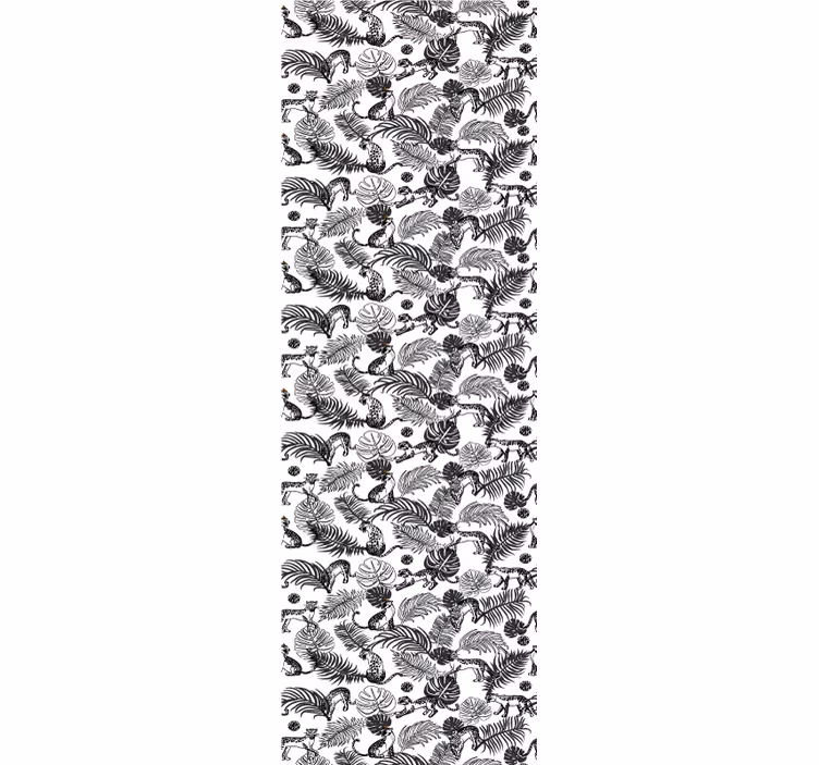 Dschungel Tapete schwarz-weiß-muster - TenStickers