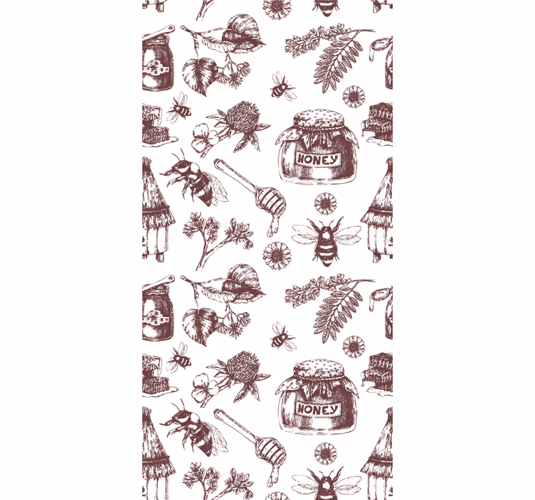 Tapete Tiere rustikale bienenhausskizze - TenStickers
