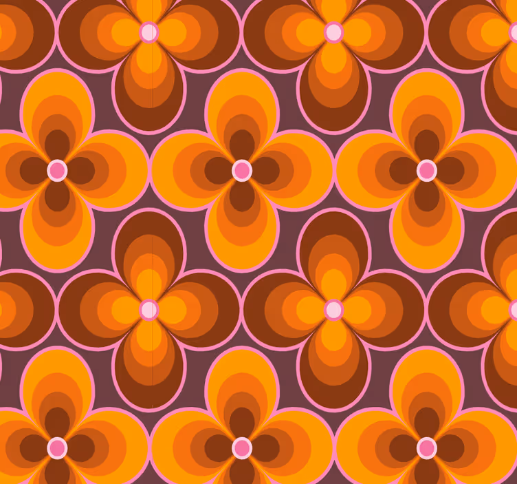 Tapete Vintage grooviges retro-blumenmuster - TenStickers