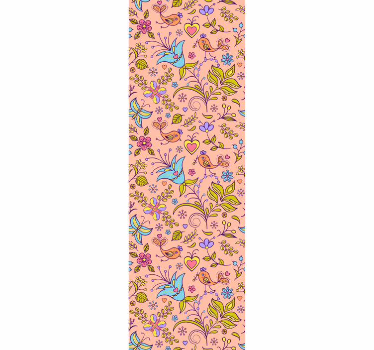 Ornament tapete mit floralem vogelmotiv - TenStickers