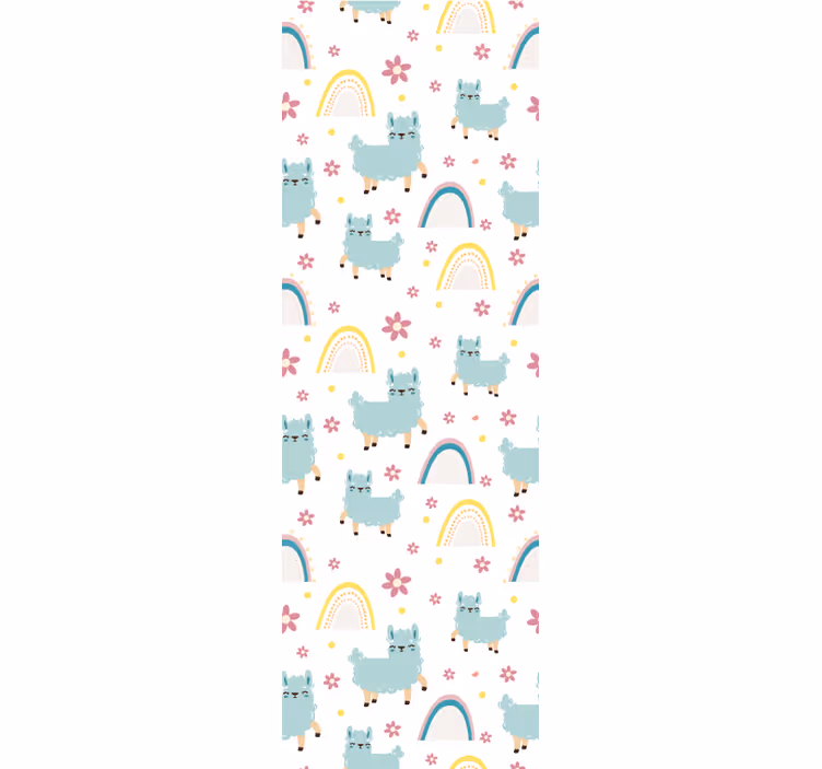 Babyzimmer Tapete alpaka-regenbogenmuster - TenStickers