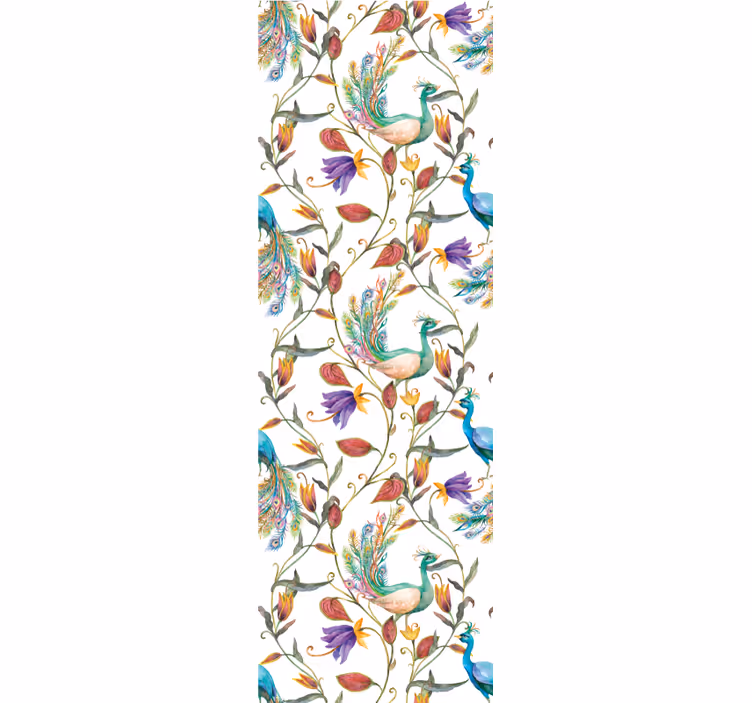 Ornament Tapete pfau botanisches motiv - TenStickers
