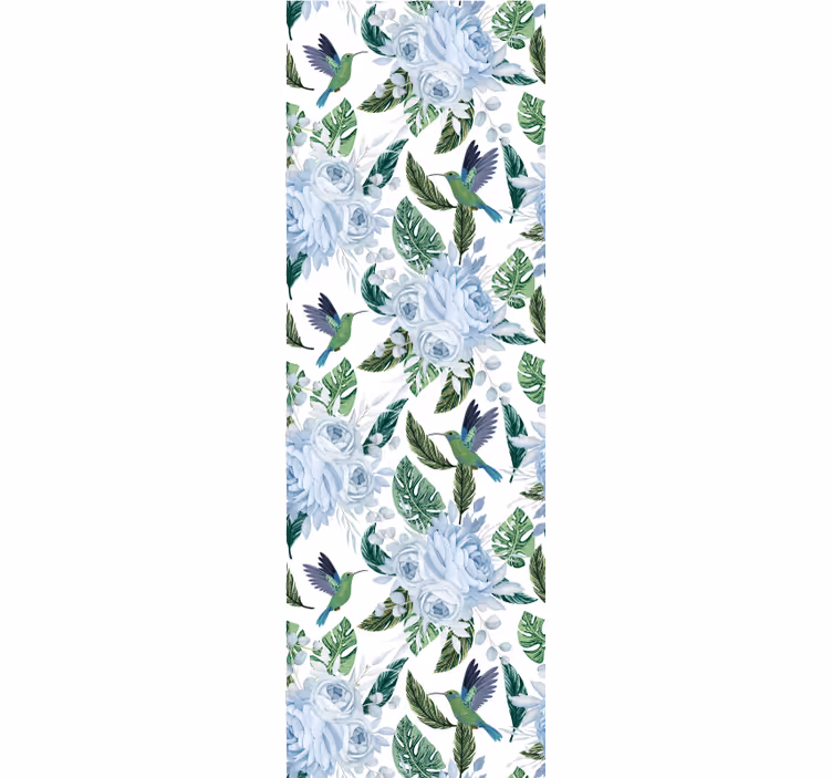 Blumentapete blumen-kolibri-design - TenStickers