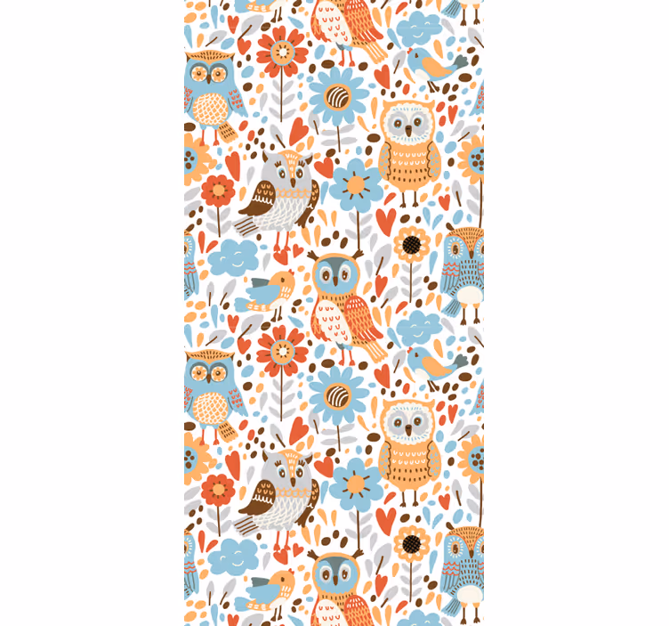 Babyzimmer Tapete eulen blumenmuster - TenStickers