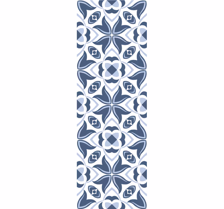 Tapete fliesenoptik blaue geometrische blumen - TenStickers