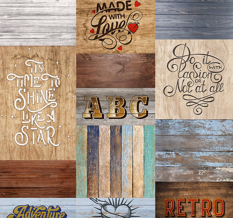 Wohnzimmer Tapete inspirierender holzschriftzugstil - TenStickers