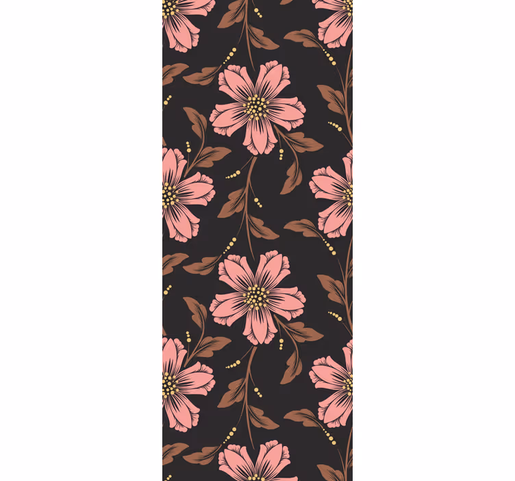 Blumentapete in pink-schwarzem arrangement - TenStickers