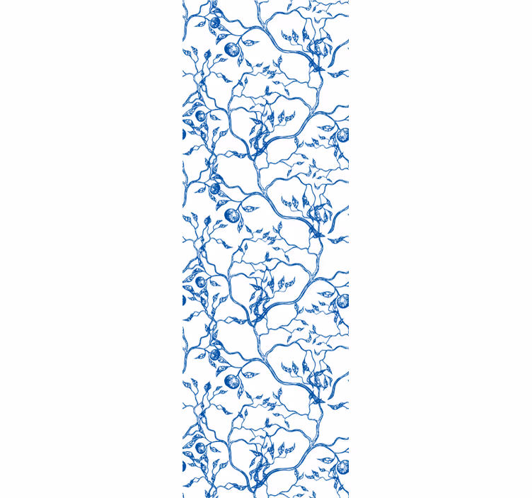 Tapete blätter mit blauem zweigmuster - TenStickers