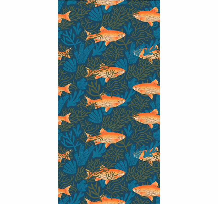 Fische Tapete realistisches blaues und oranges motiv - TenStickers