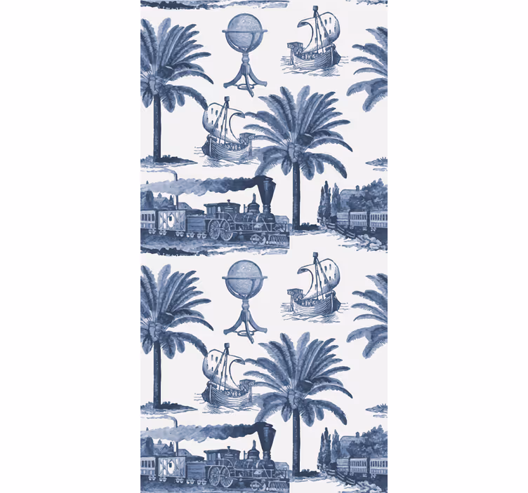 Tapete barock mit palmen und blauen zügen - TenStickers