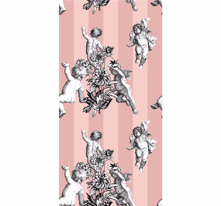 Tapete Barock engelchen und blumen - TenStickers