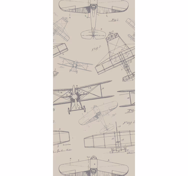 Tapete Kunst vintage flugzeug skizzen - TenStickers