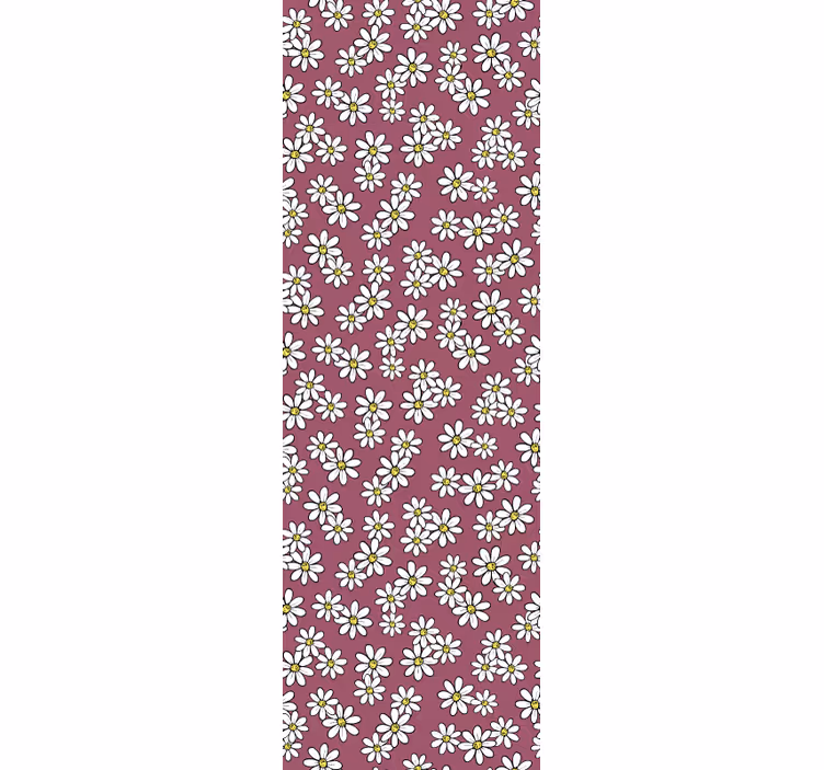Blumentapete gänseblümchen auf rotem muster - TenStickers