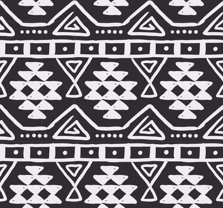 Texturtapeten Schwarze Weißes Bohemian Muster - TenStickers