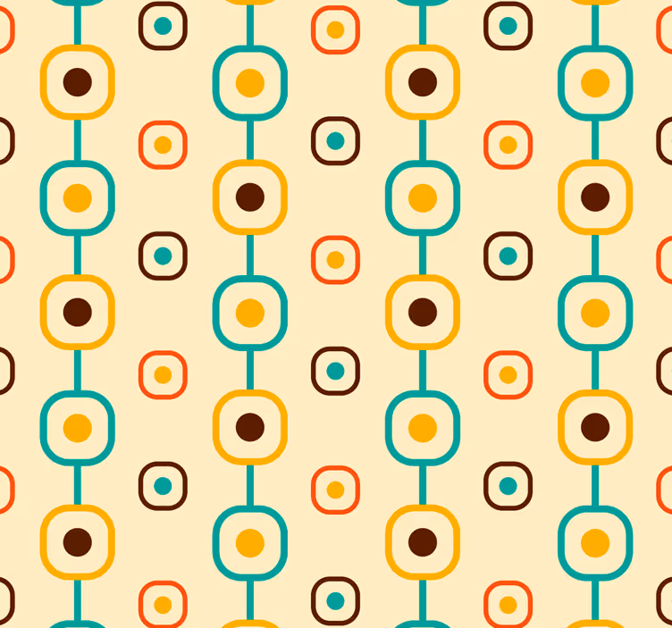 Tapete geometrische Formen Linien 60er Look - TenStickers