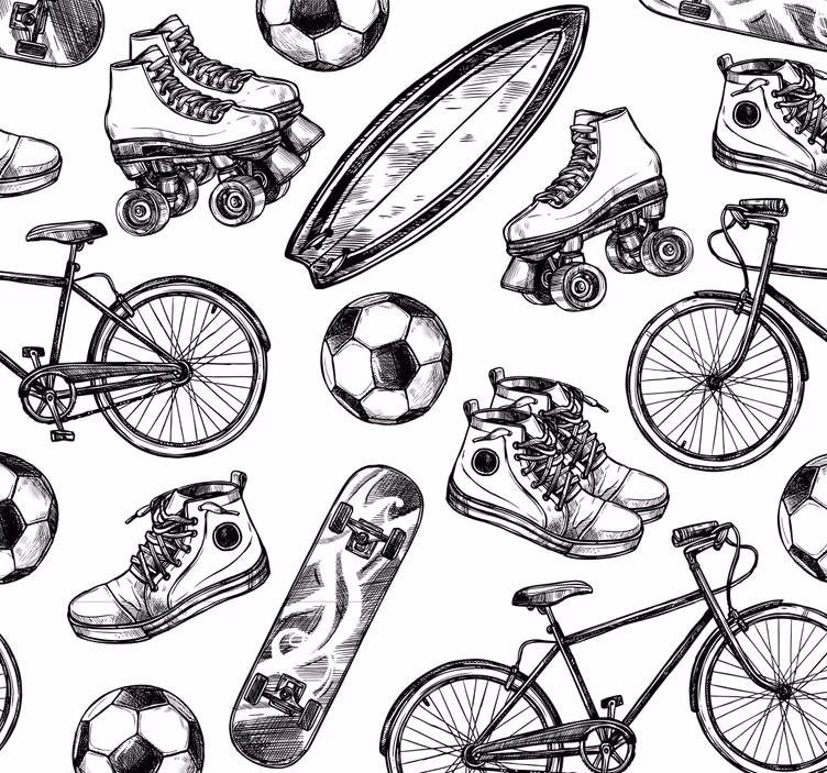 Jugendzimmer Tapete mit Sportmuster - TenStickers