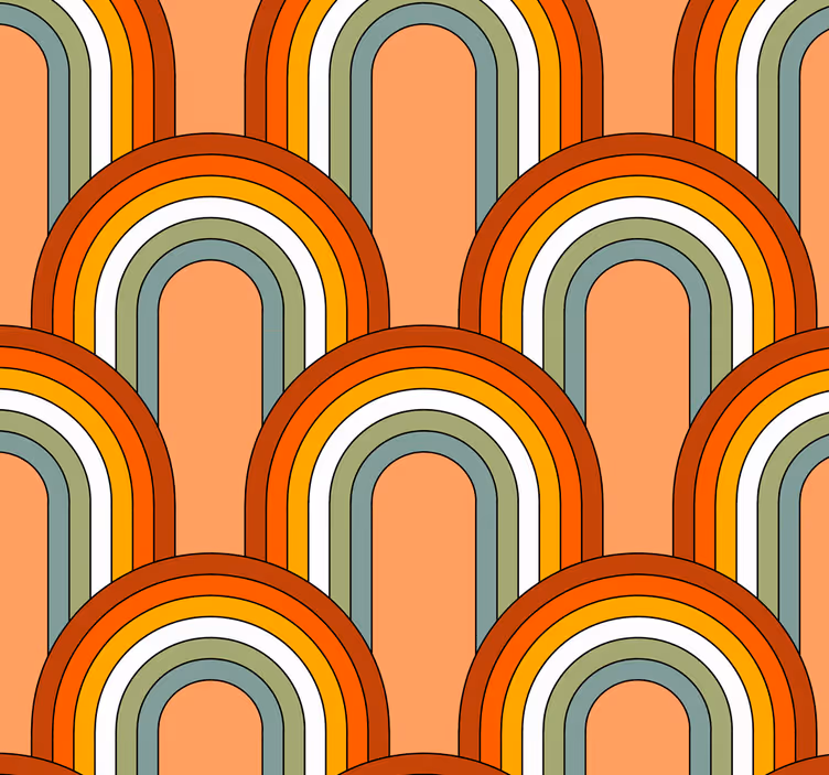 Tapeten Wohnzimmer 70er Regenbogenmuster - TenStickers