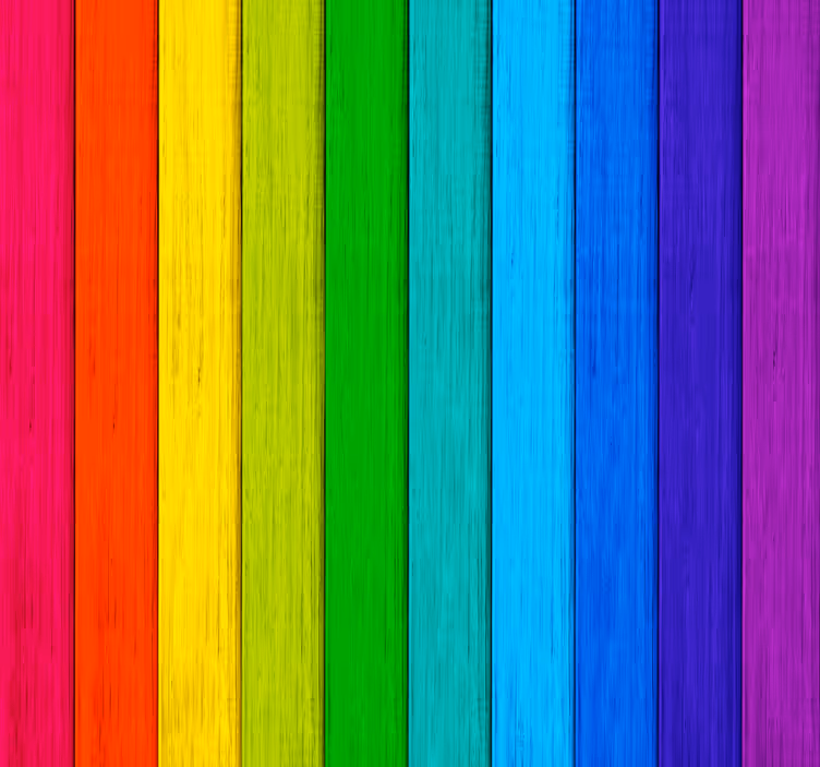 Abstrakte Tapete regenbogenfarbene Holzleisten - TenStickers