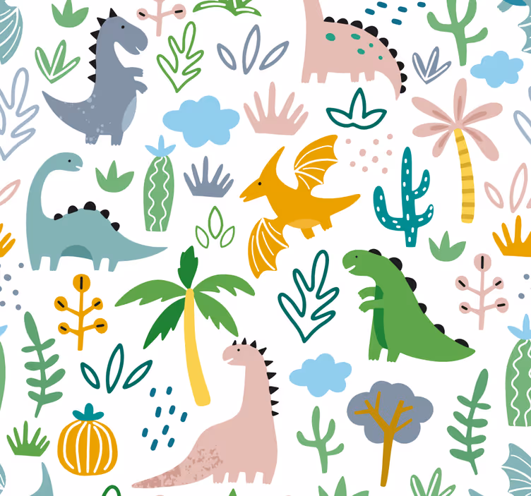 Dino Tapete skandinavische Jurassische Muster - TenStickers
