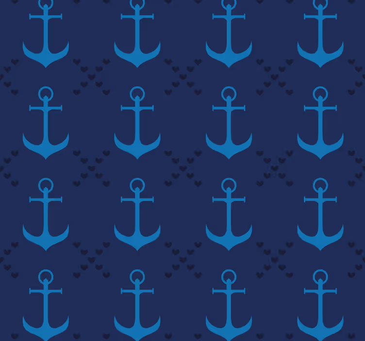 Wohnzimmer tapete mit marineblauen ankern - TenStickers