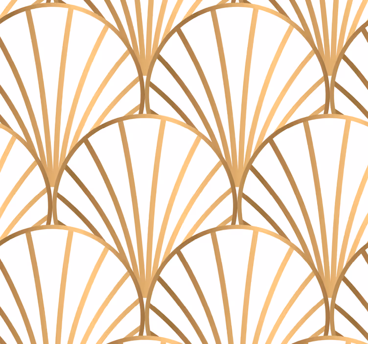 Tapete Korridor Art-Deco Weiß und Gold - TenStickers