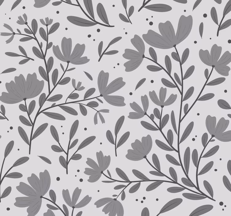 Tapete Kopfteil graues Blumenmuster - TenStickers