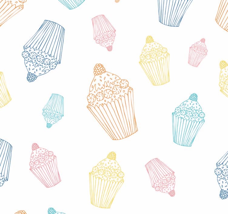 Tapete Küche cupcake-skizzen - TenStickers