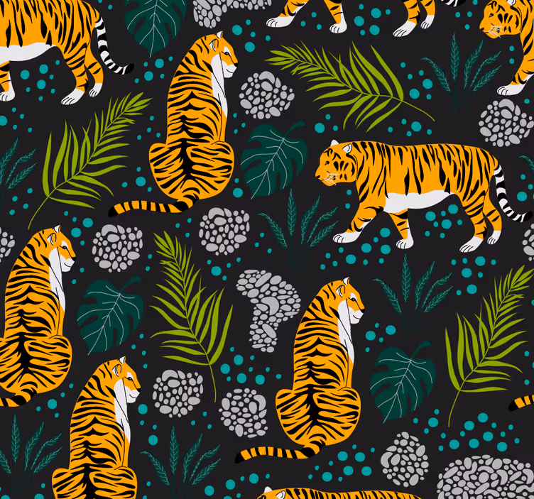 Tapete Tiere tropisches tigermuster - TenStickers