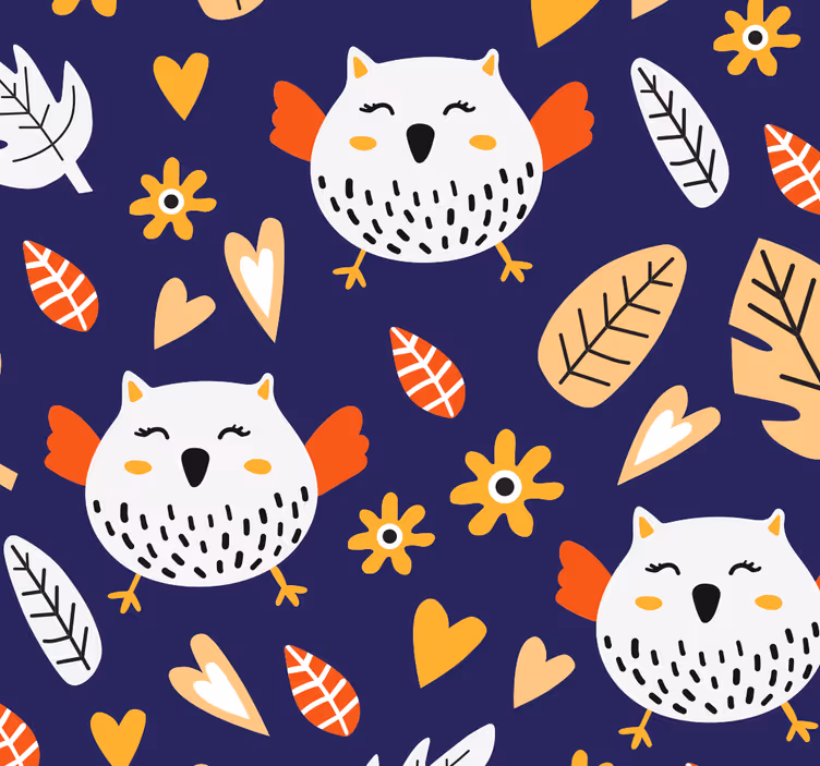 Tapete Vögel eule natur muster - TenStickers
