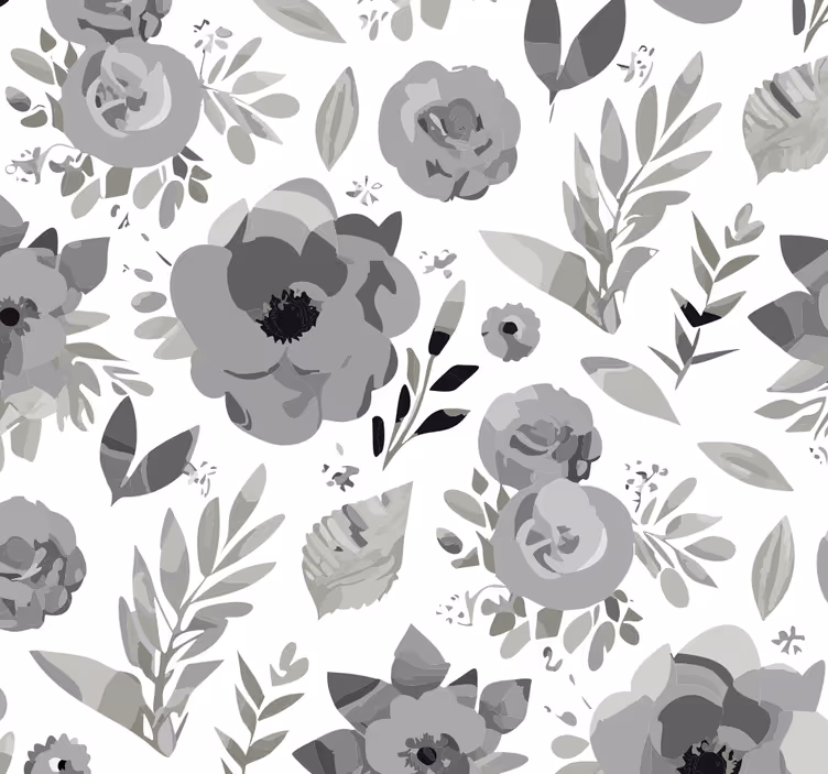 Tapete grau aquarellblumen - TenStickers