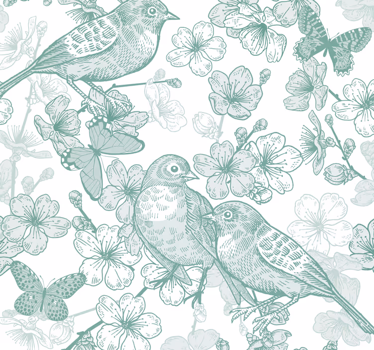 Tapete Vögel blumen-vogel-motiv - TenStickers