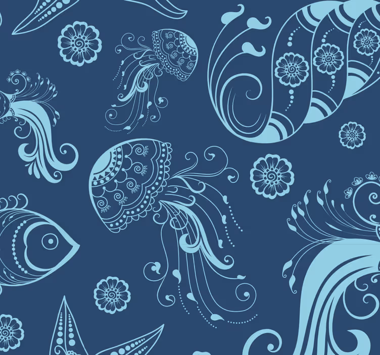 Fische Tapete marine skizzenmotive - TenStickers