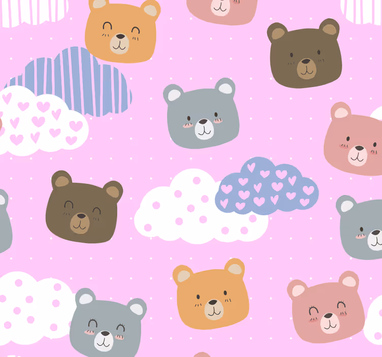 Babyzimmer Tapete kuschelbären muster - TenStickers