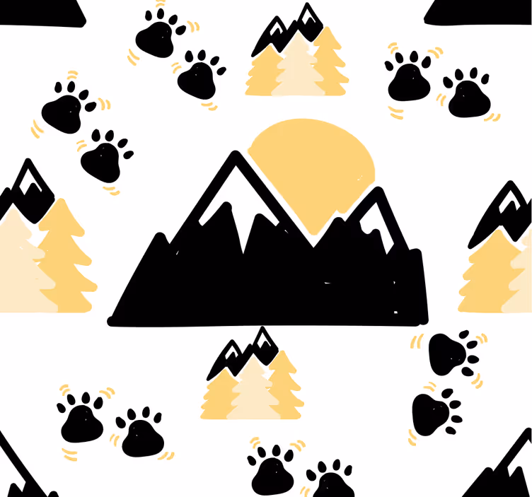 Babyzimmer Tapete berge und hundespuren - TenStickers