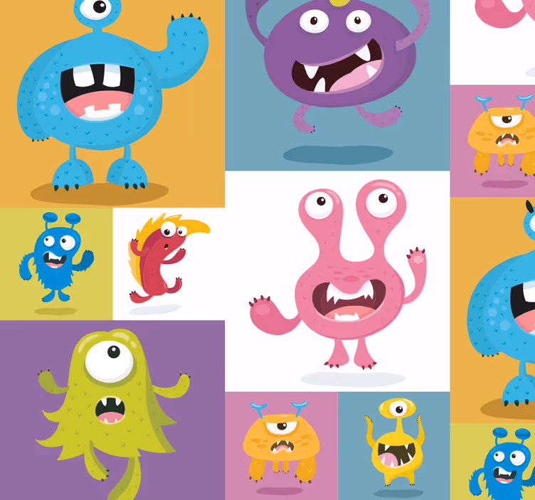 Babyzimmer Tapete fröhliche monster-muster - TenStickers