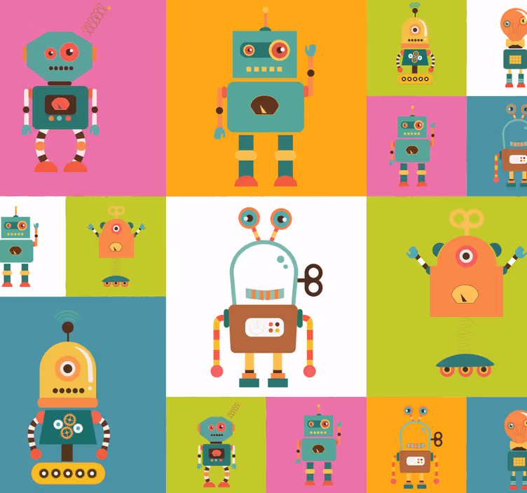 Babyzimmer Tapete verspieltes roboterthema - TenStickers
