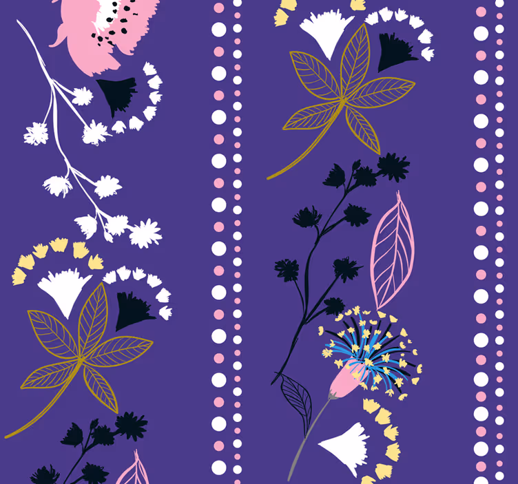 Blumentapete florales streifenmuster - TenStickers