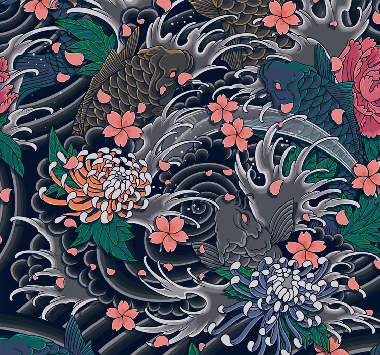 Tapete Florale Ornamente kunstvolles blumenmotiv - TenStickers