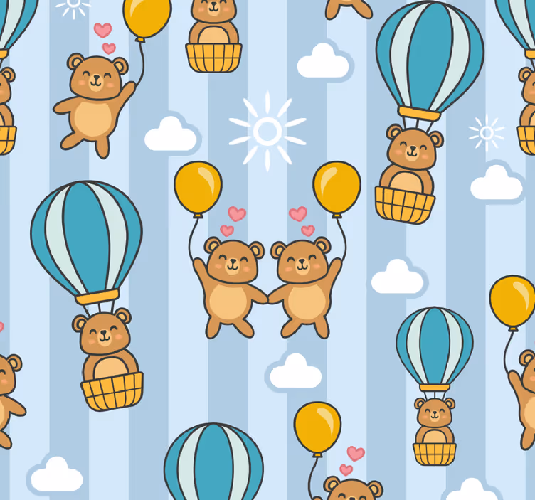 Babyzimmer Tapete ballon-teddys - TenStickers