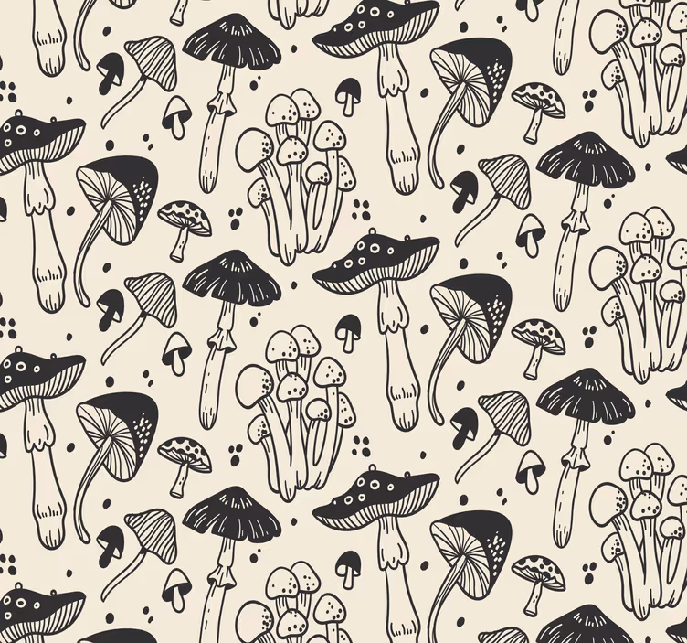 Tapeten Muster Pilzen Beige Hintergrund - TenStickers