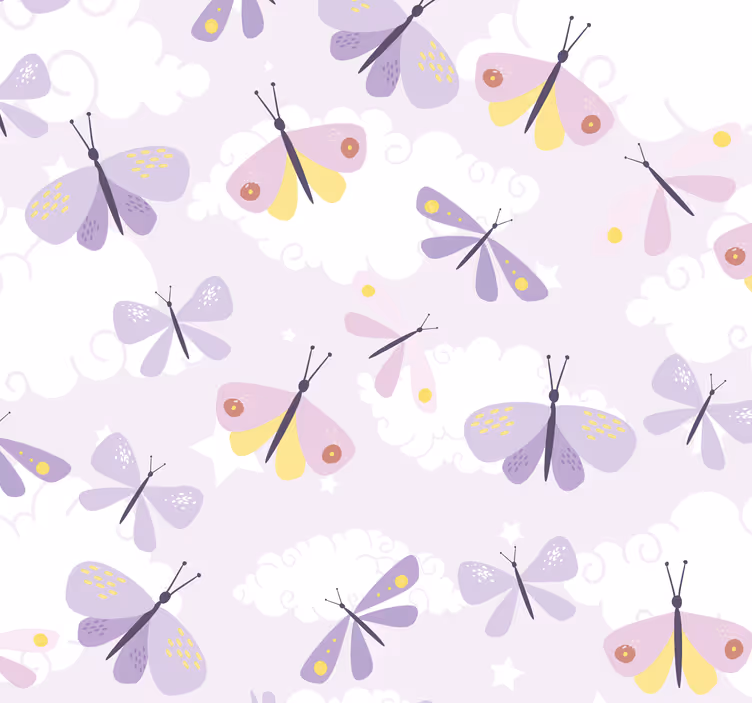 Schmetterling Tapete Pastelllila Tönen Muster - TenStickers
