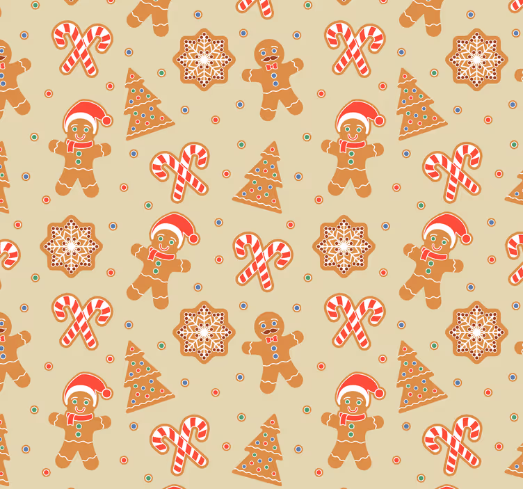 Tapeten Wohnzimmer Lebkuchen-weihnachtsmann-muster - TenStickers
