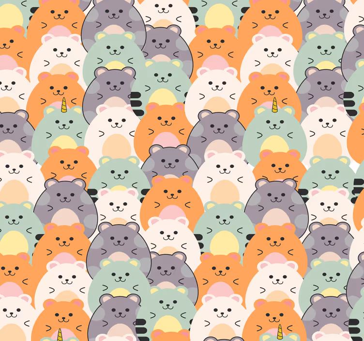 Moderne Tapete Mehrfarbige hamster essen - TenStickers