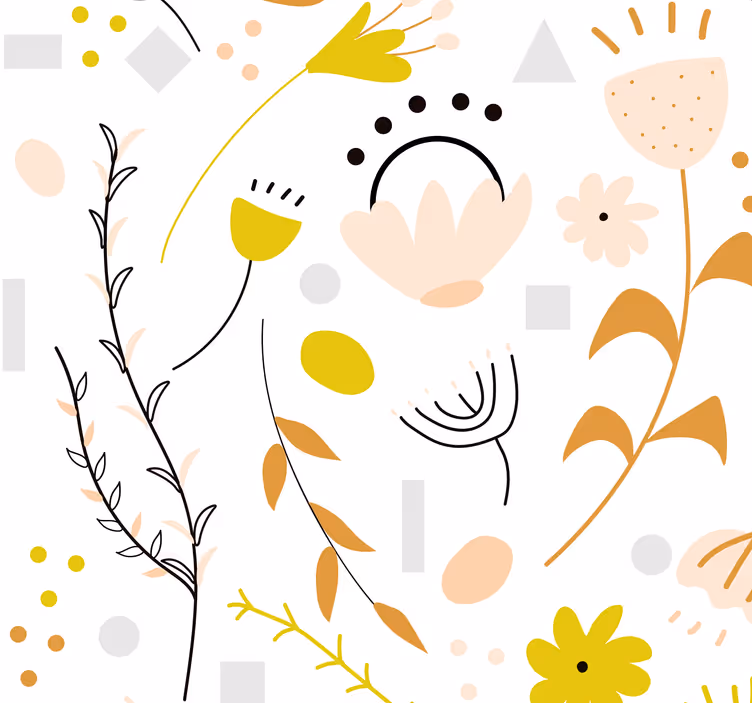Fototapete Natur handgezeichnetes Blumenmuster - TenStickers